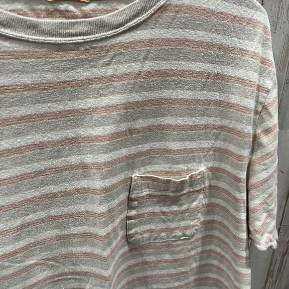Patagonia Men's Trail Harbor Pocket Tee Hemp Organic Cotton Large Tan Stripe - Picture 2 of 7